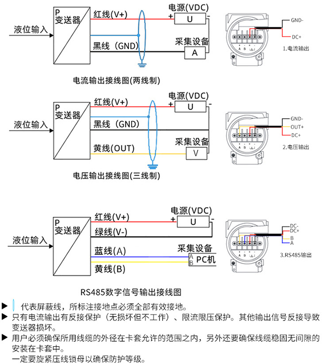 投入式远传液位计接线图